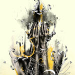 "Wrath" Digital image of a person with their hands over their face.