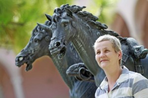 Francoise Hack stands by one of her favorite sculptures at the John and Mable Ringling Museum of Art in Sarasota
