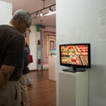 People watching a video
