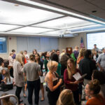 Angle shot of students conversing