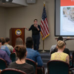 Woman giving presentation