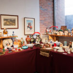 Angled shot of items spread about a table