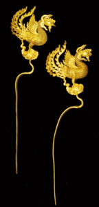 Gold Hairpins in Phoenix Shape, Mid-16th Century, MingDynasty. On loan from the Hubei Provincial Museum, P.R. China.