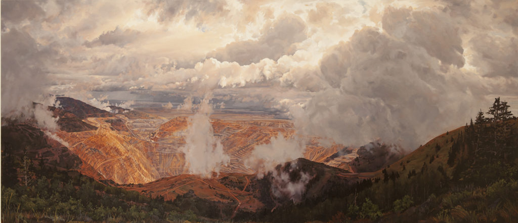 Erika Osborne’s oil on canvas painting The Chasm of Bingham in “Broken Ground: New Directions in Land Art.”