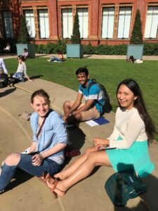 Students journaling at the Victoria and Albert Museum