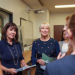 Second Lady Karen Pence (left) tours the FSU art therapy program with First Lady of Florida Ann Scott (middle) at the launch of her new initiative, Art Therapy: Healing with the HeART on Wednesday, Oct. 18, at Florida State University. (Florida Governor's Office)
