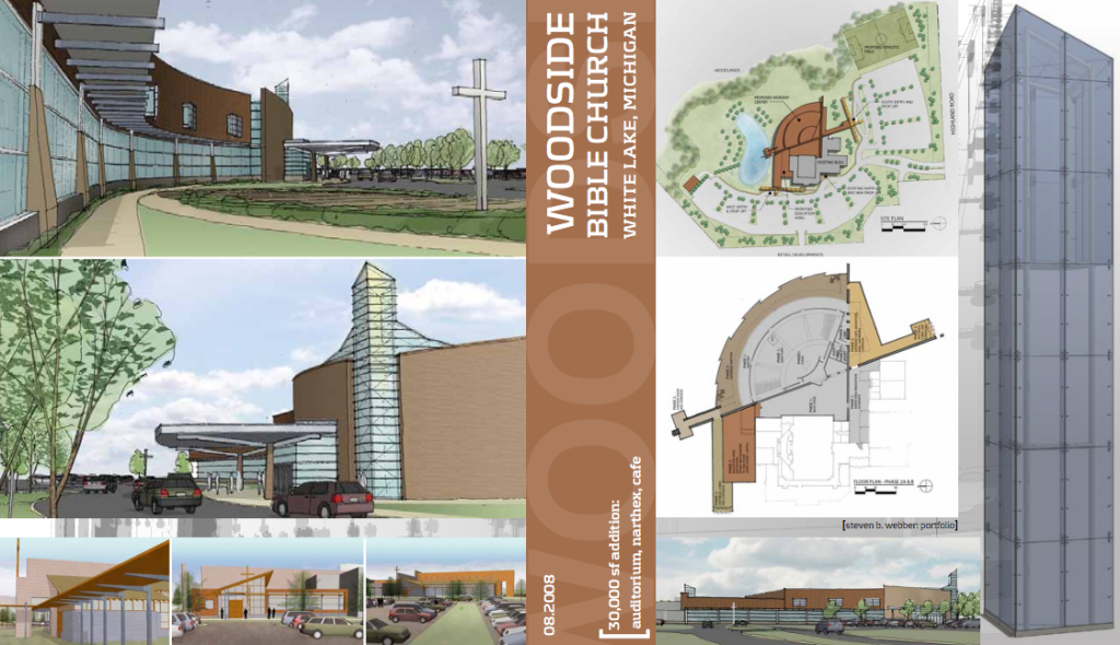 a series of architectural renderings of a church building