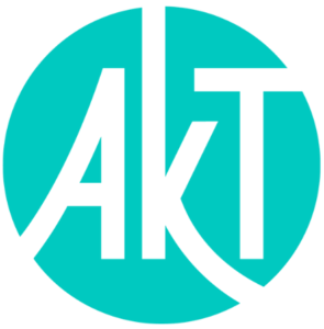 the akt logo in a blue circle