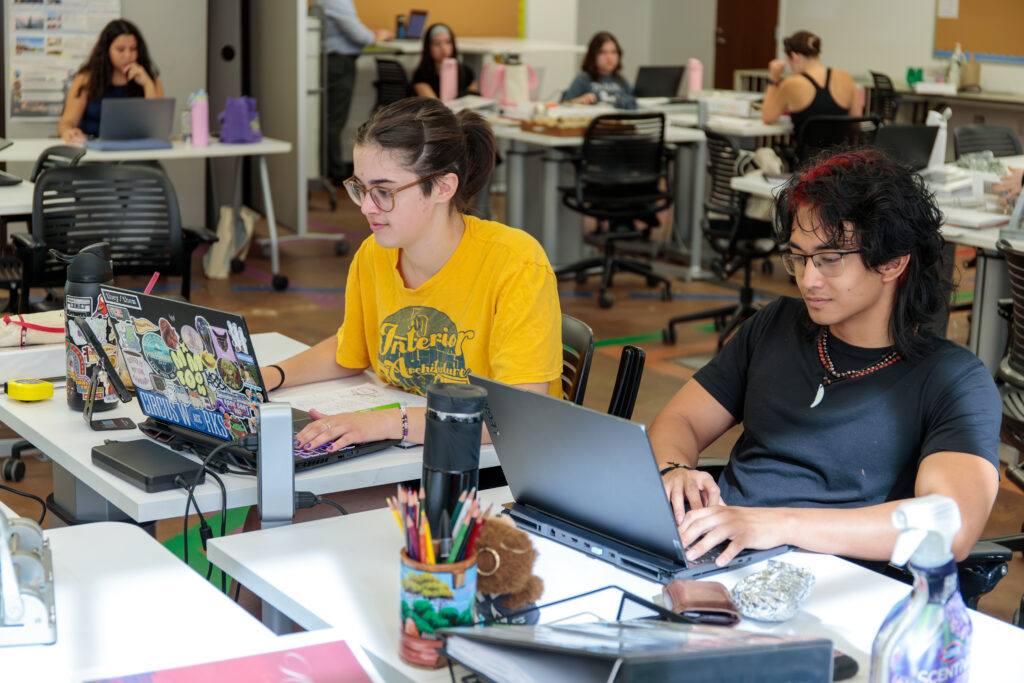 students on laptop
