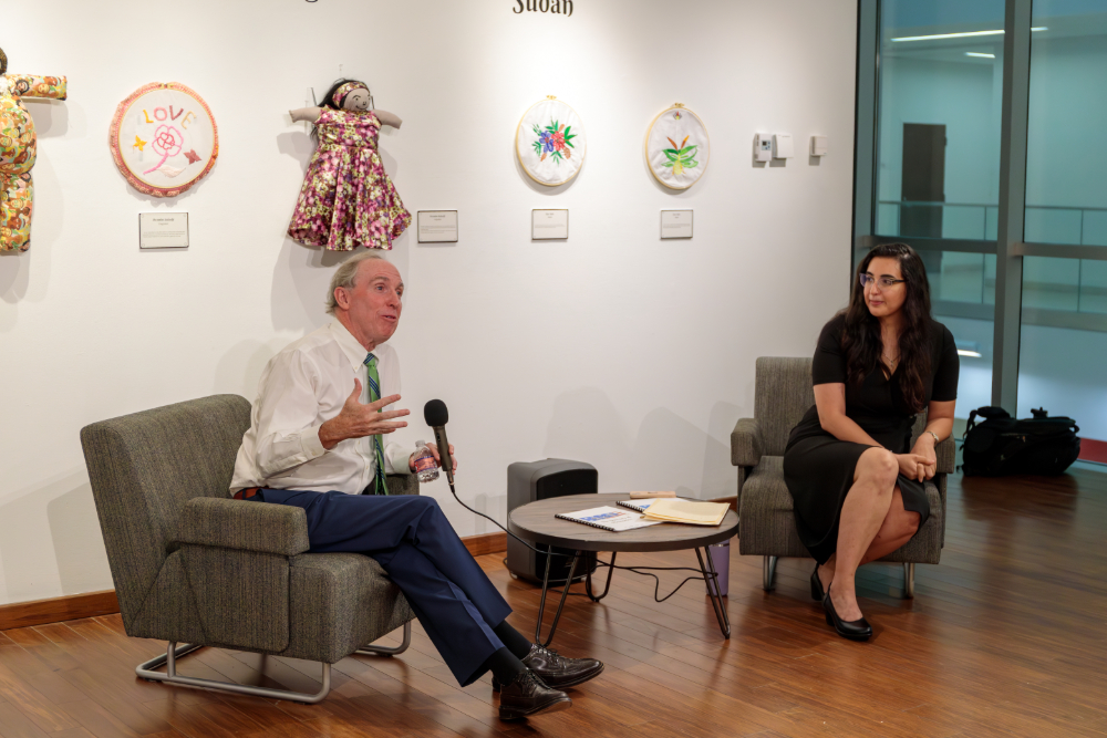 speaker discussing art